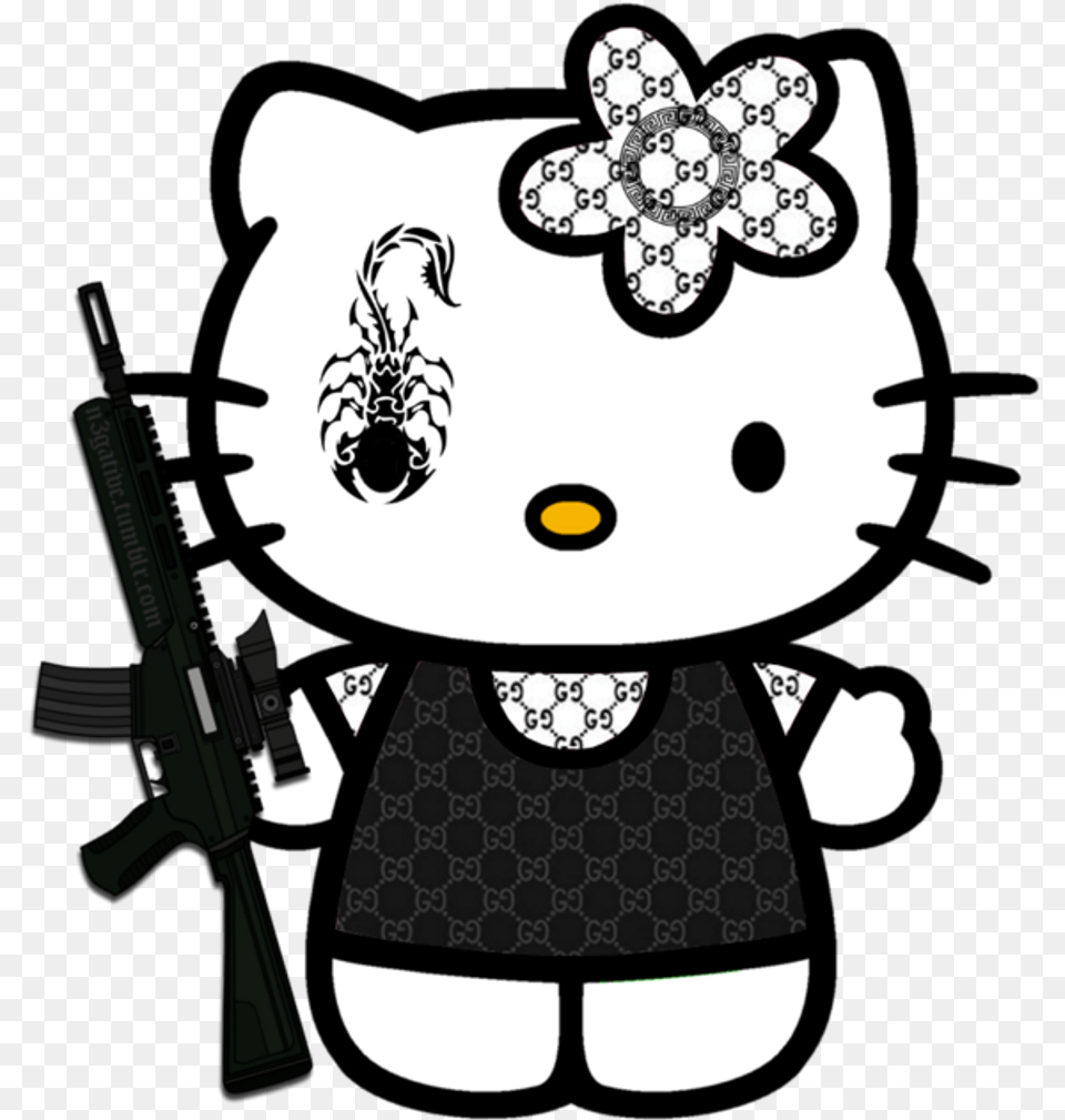 Hellokitty Gucci Ak47 Kidcore Cute Scorpion Hello Kitty, Firearm, Weapon, Gun, Rifle Free Png Download