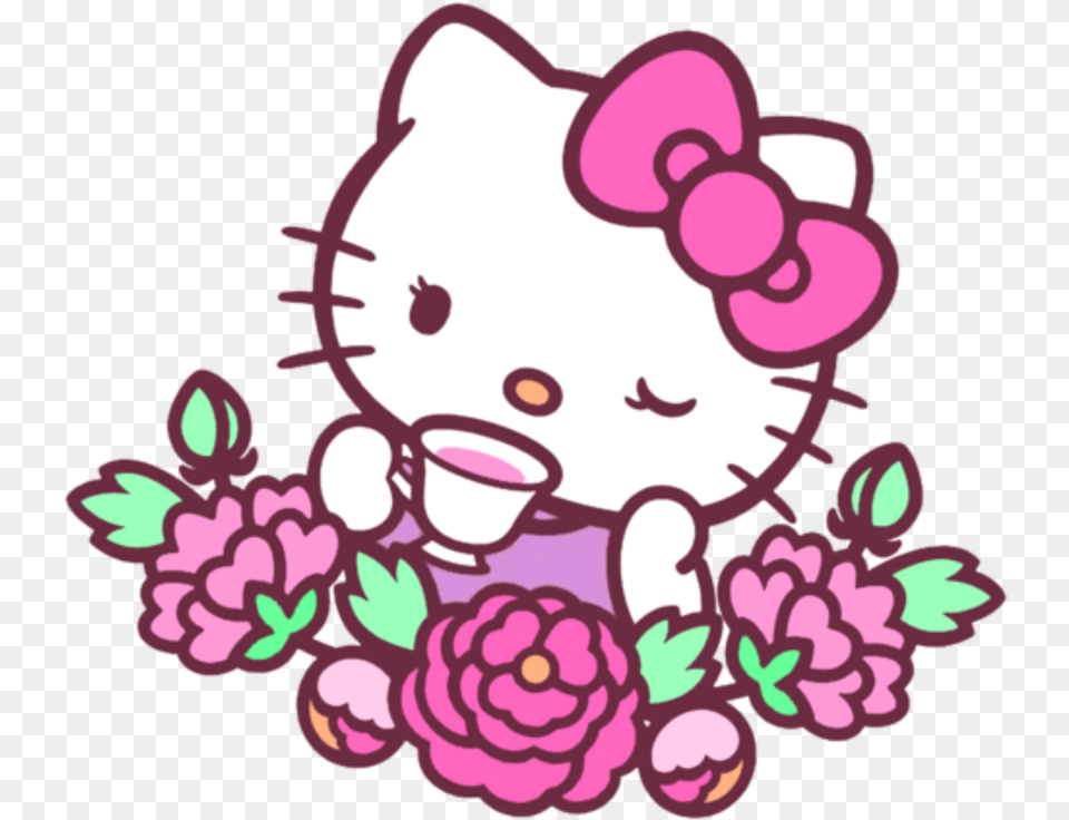Hellokitty Hello Kitty Sanrio Hello Kitty Flowers Clipart, Purple, Baby, Person, Flower Png Image
