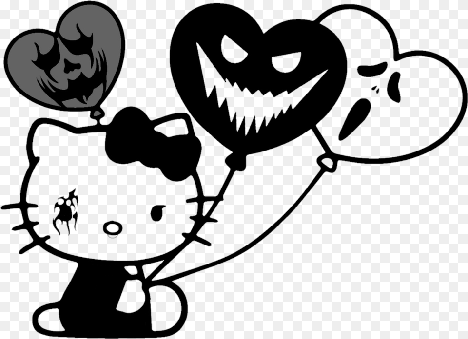 Hellokitty Kitty Creepy Cat Ballons Goth Emo Hello Kitty Png