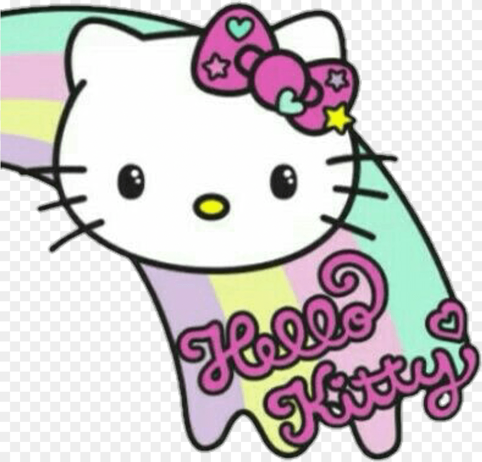 Hellokitty Kitty Kawaii Rainbow Arcoiris Pastel Hello Kitty Vector, Toy, Sticker, Purple Png