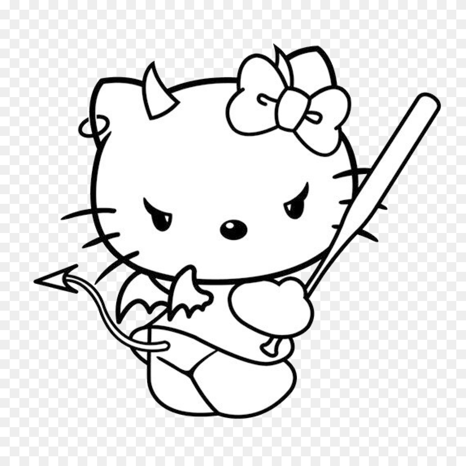 Hellokitty Sanrio Cute Devil Devilhorns Cute Sticker, Cutlery, Stencil, Fork, Baby Free Png Download