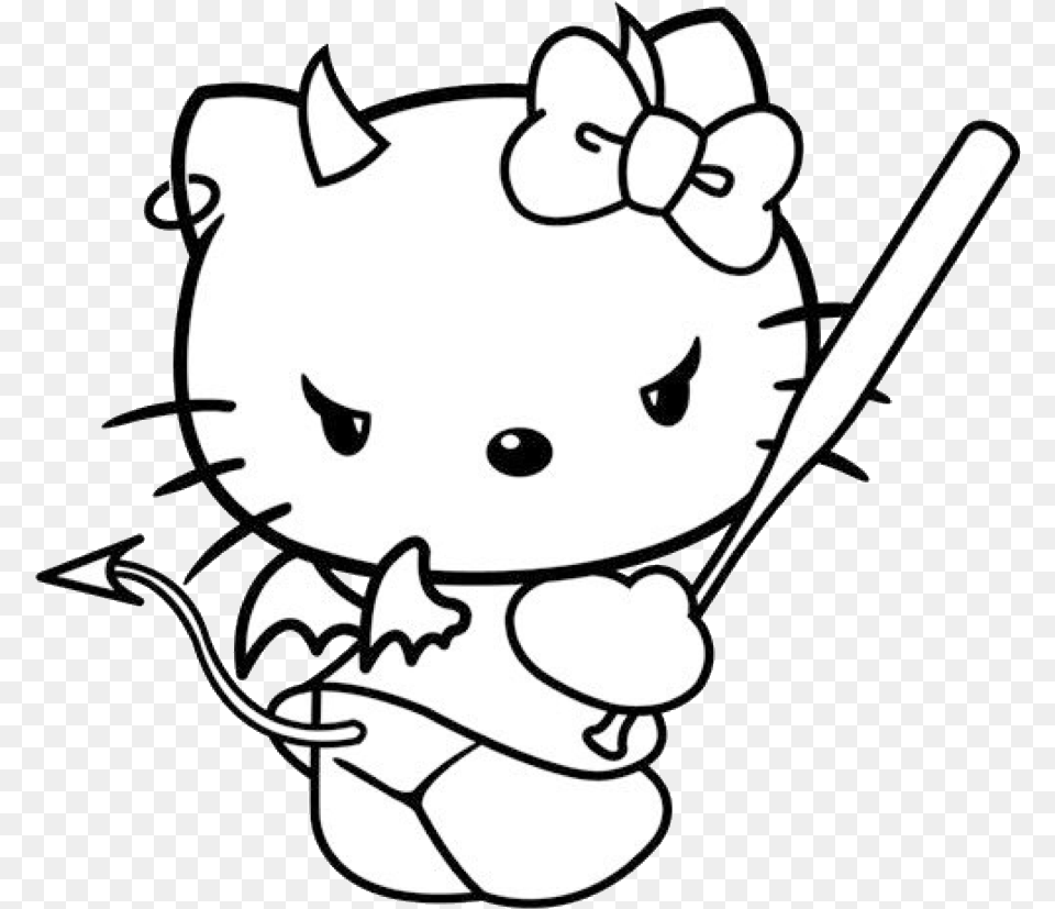 Hellokitty Sanrio Cute Devil Devilhorns Cute Sticker Hello Kitty Devil, Cutlery, Spoon, Baby, Person Free Png