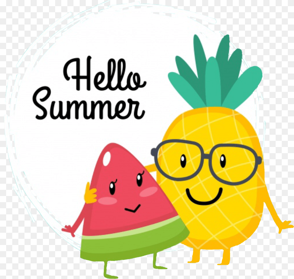 Hellosummer Summer Watermelon Pineapple Friends Buddies Alife Hello Kitty Snak, Food, Fruit, Plant, Produce Png Image