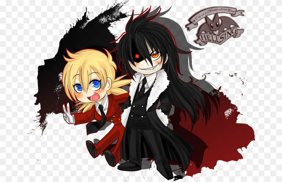 Hellsing Hellsing Anime Chibi Alukard Integra Hellsing Hellsing Seras Victoria Fan Art, Publication, Book, Comics, Person Png Image