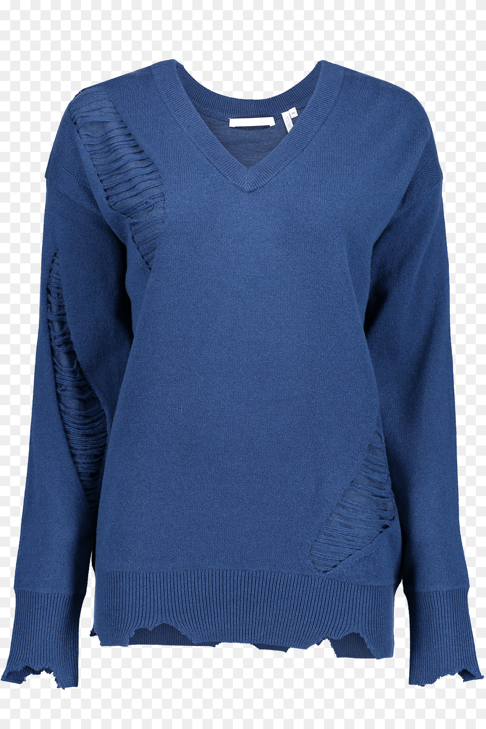 Helmut Lang Distressed Wide V Neck Sweater In Wave A K Rikk, Clothing, Knitwear, Sweatshirt, Long Sleeve Png Image