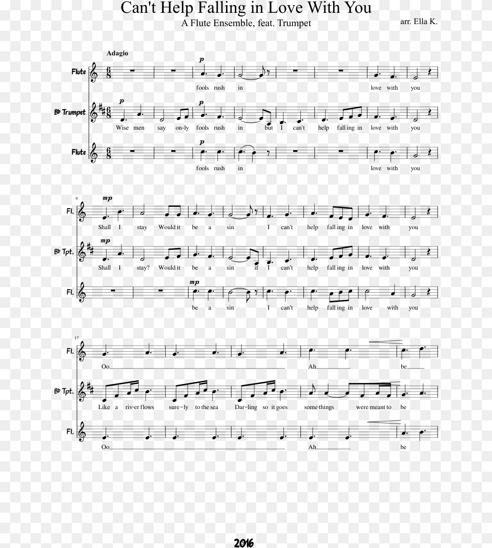 Help Falling In Love With You Sheet Music Composed Disease, Gray Free Png