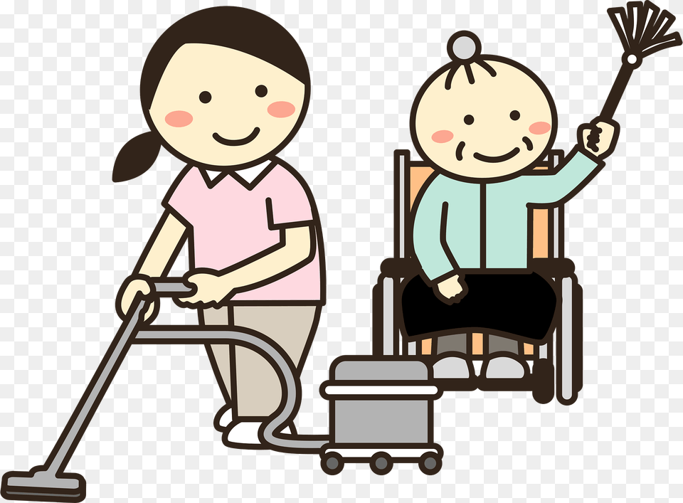 Helper For An Elderly Woman Clipart, Cleaning, Person, Face, Head Png Image