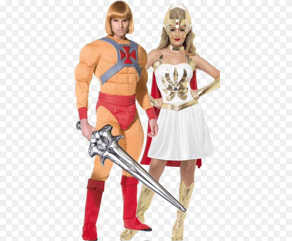 Heman And Shera Halloween Costumes He Man And She Ra Costumes Uk, Clothing, Costume, Person, Adult Free Png Download