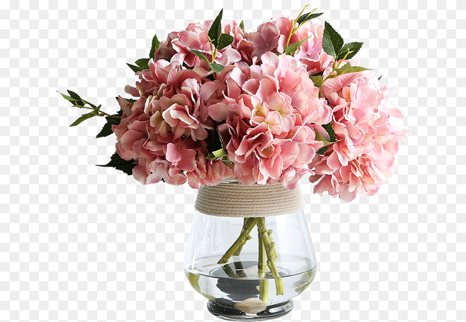 Hemp Rope Glass Vase Flower Arrangement Flowers Bouquet, Flower Arrangement, Flower Bouquet, Plant, Geranium Png Image