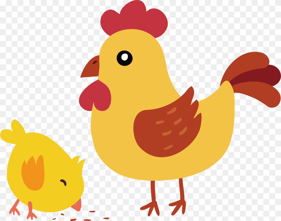 Hen Clipart Orange Chicken Big And Small Chicken, Animal, Bird, Fowl, Poultry Png