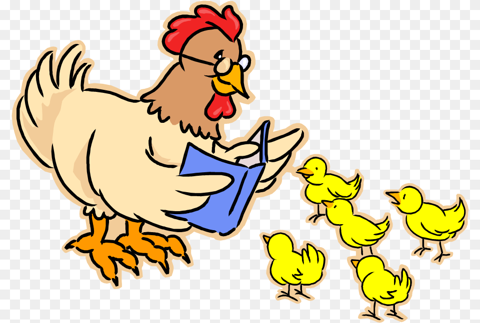 Hen Reading No Story Time, Animal, Bird, Baby, Person Free Png Download