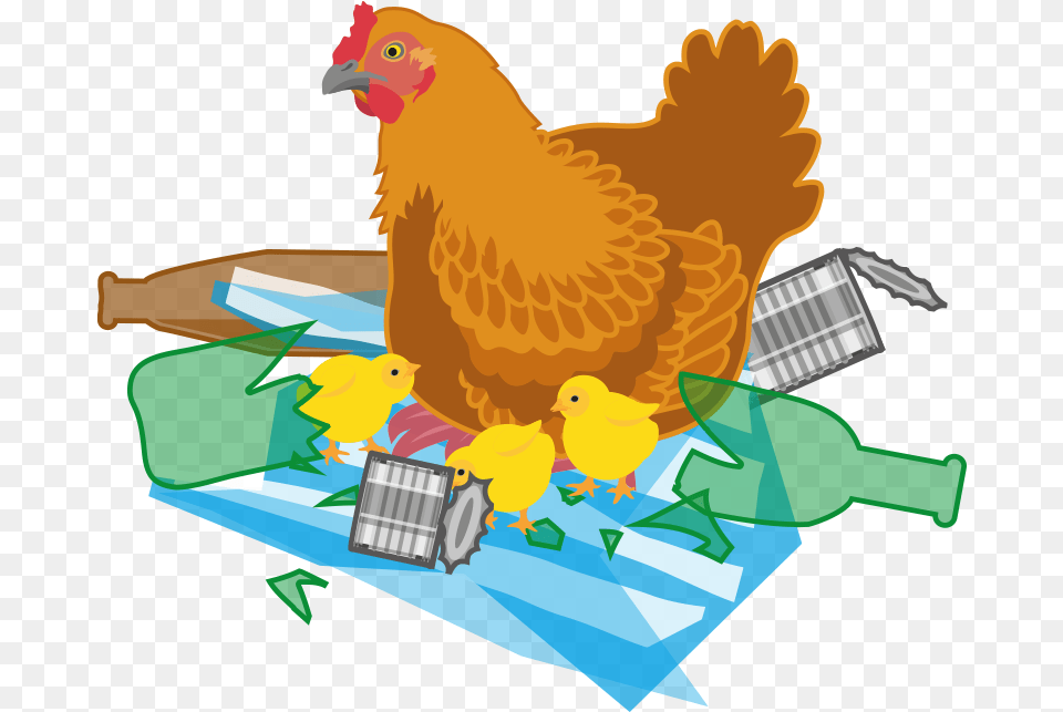 Hen With Chicks Sitting On Rubbish Clipart Animal, Bird, Chicken, Fowl Free Png Download