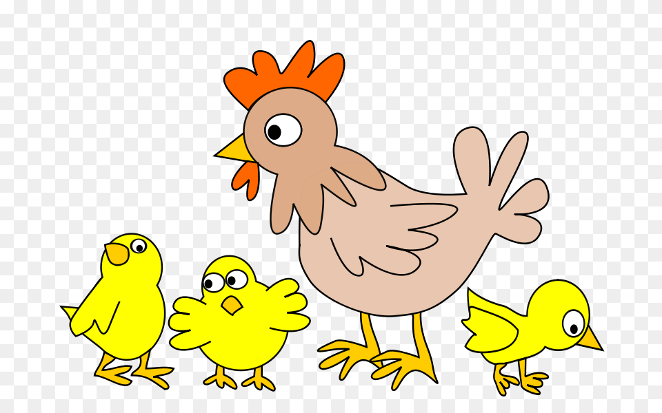 Hen With Three Chicken, Animal, Bird, Fowl, Poultry Free Transparent Png