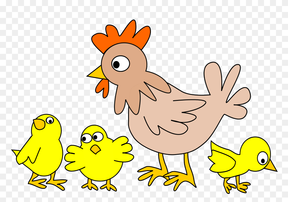 Hen With Three Chicken Clip Arts For Web, Animal, Bird, Fowl, Poultry Png