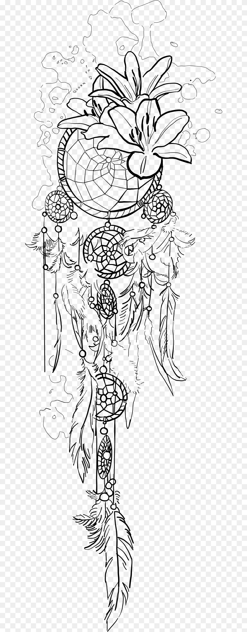 Henna Design Flower Dream Catcher Drawings, Gray Free Png