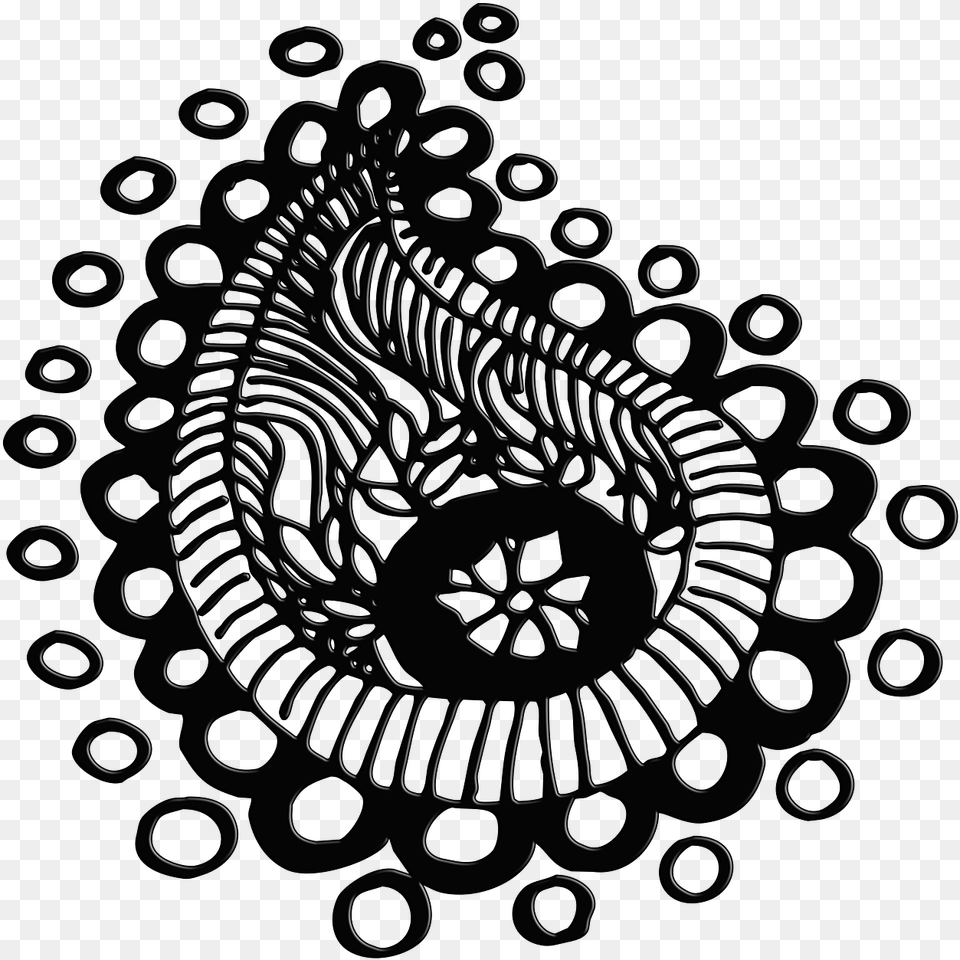 Henna Design Paisley Clipart Black And White, Spiral, Blackboard Free Png