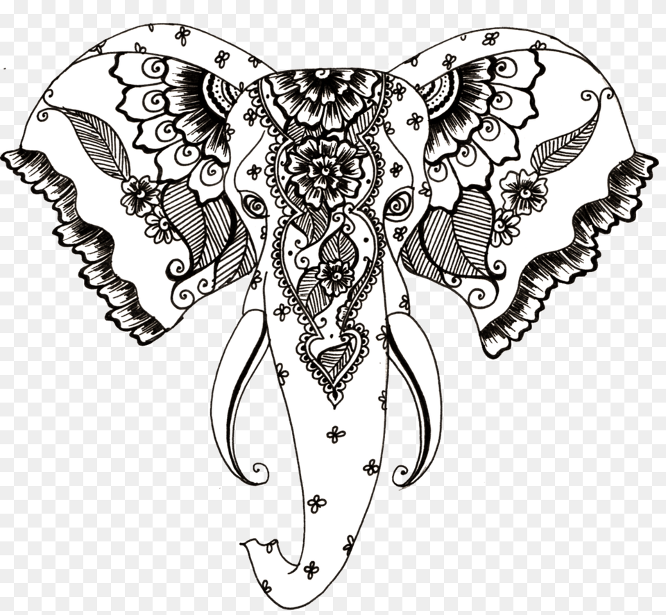 Henna Style Elephant Tattoo, Art, Doodle, Drawing Png