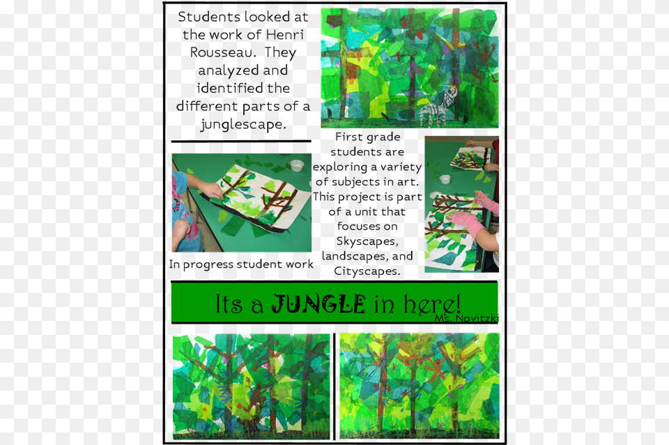 Henri Rousseau Jungle Art Lesson, Collage, Canvas, Child, Female Png Image
