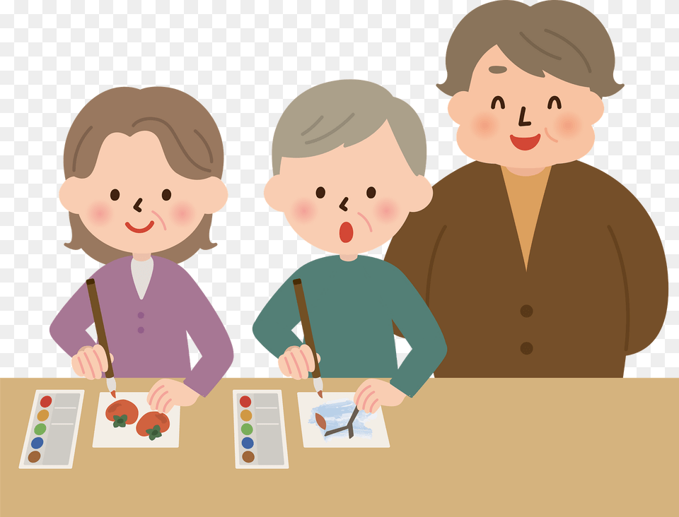 Henry And Esther Old Couple Is Learning Letter Painting Clipart, Baby, Person, Face, Head Free Transparent Png