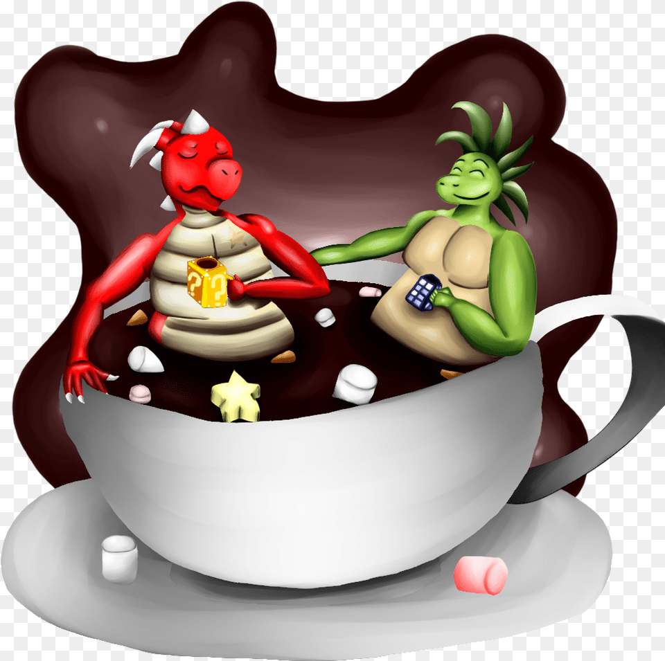 Henry And Ryex In Hot Chocolate Cup By Draggystar On Hot Chocolate, Birthday Cake, Cake, Cream, Dessert Free Png