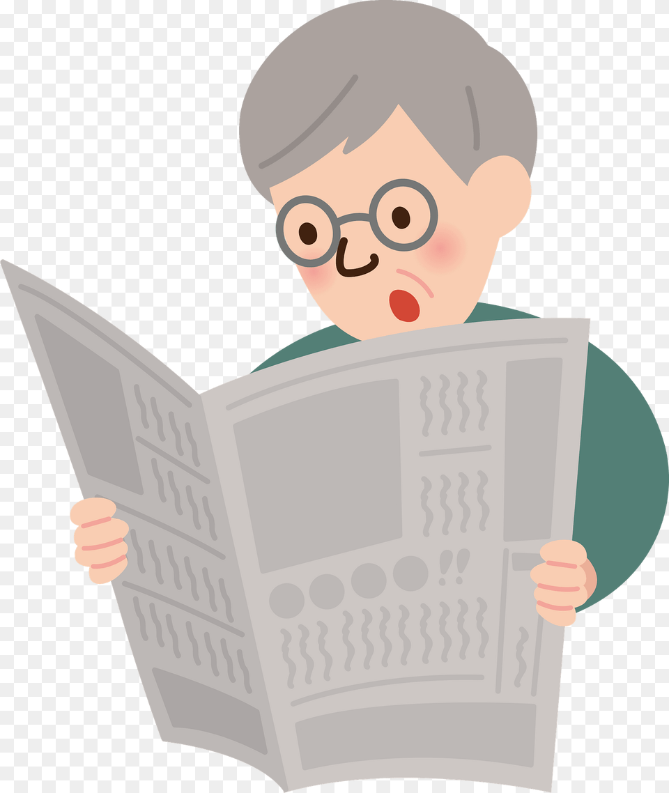 Henry Grandfather Is Reading The Newspaper Clipart, Person, Baby, Face, Head Free Png Download