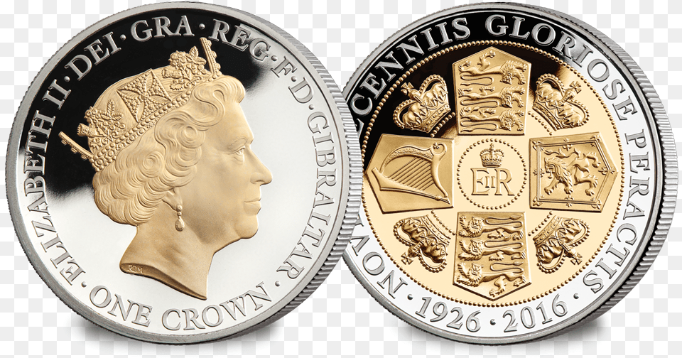 Her Majesty S 90th Birthday Crown Coin By Raphael Maklouf Quarter, Money, Person, Face, Head Free Transparent Png