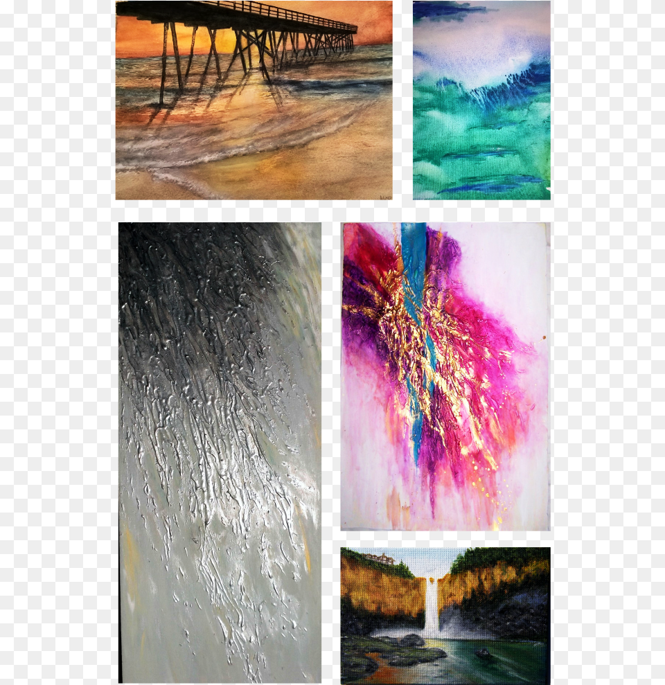 Her Watercolor And Acrylic Paintings Burst Across The Painting, Art, Canvas, Waterfront, Water Free Png