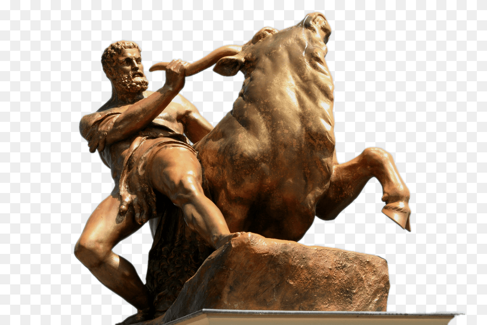 Heracles Fighting A Bull, Bronze, Art, Adult, Male Free Png Download