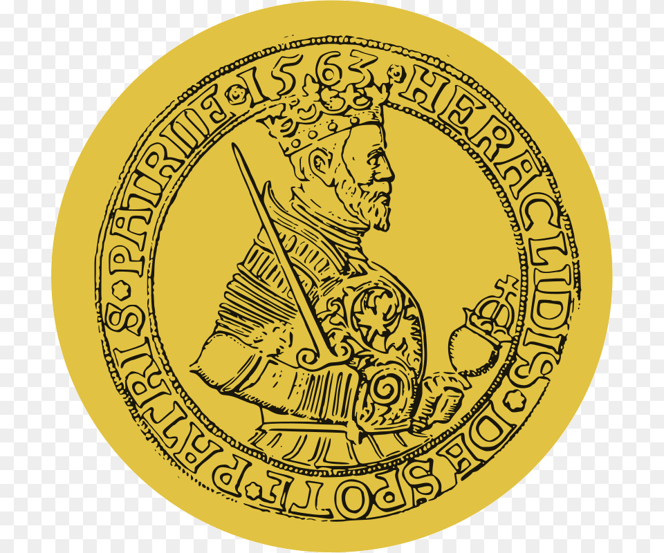 Heraclid Despot Effigy On Thaler 1563 Circle, Person, Gold, Face, Head Free Transparent Png