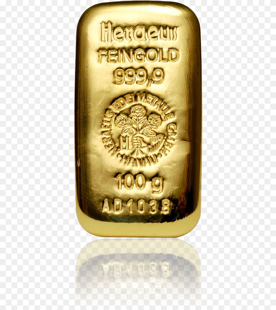 Heraeus 100g Cast Gold Bar, Logo Free Png