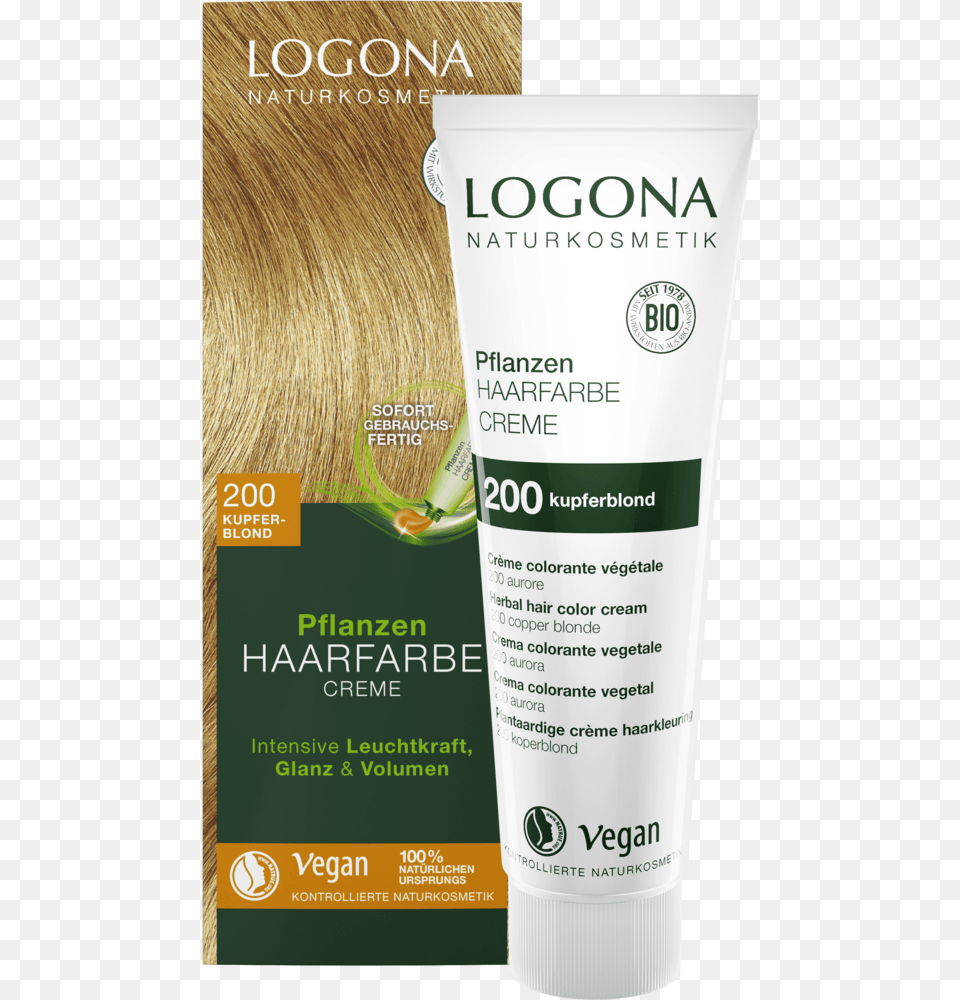 Herbal Hair Colour Cream 200 Copper Blonde Logona Haarfarbe Kupferblond, Bottle, Cosmetics, Sunscreen, Advertisement Free Png