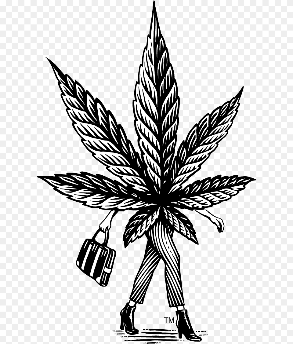 Herbforce Black N White Cannabis Art, Stencil, Drawing, Plant, Person Free Png Download