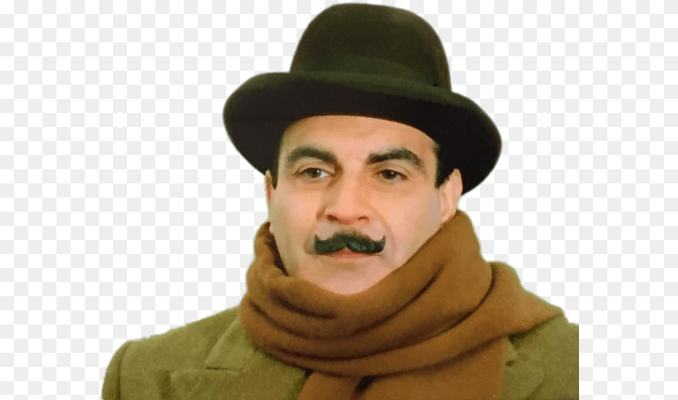 Hercule Poirot David Suchet With Scarf, Clothing, Face, Hat, Head Png
