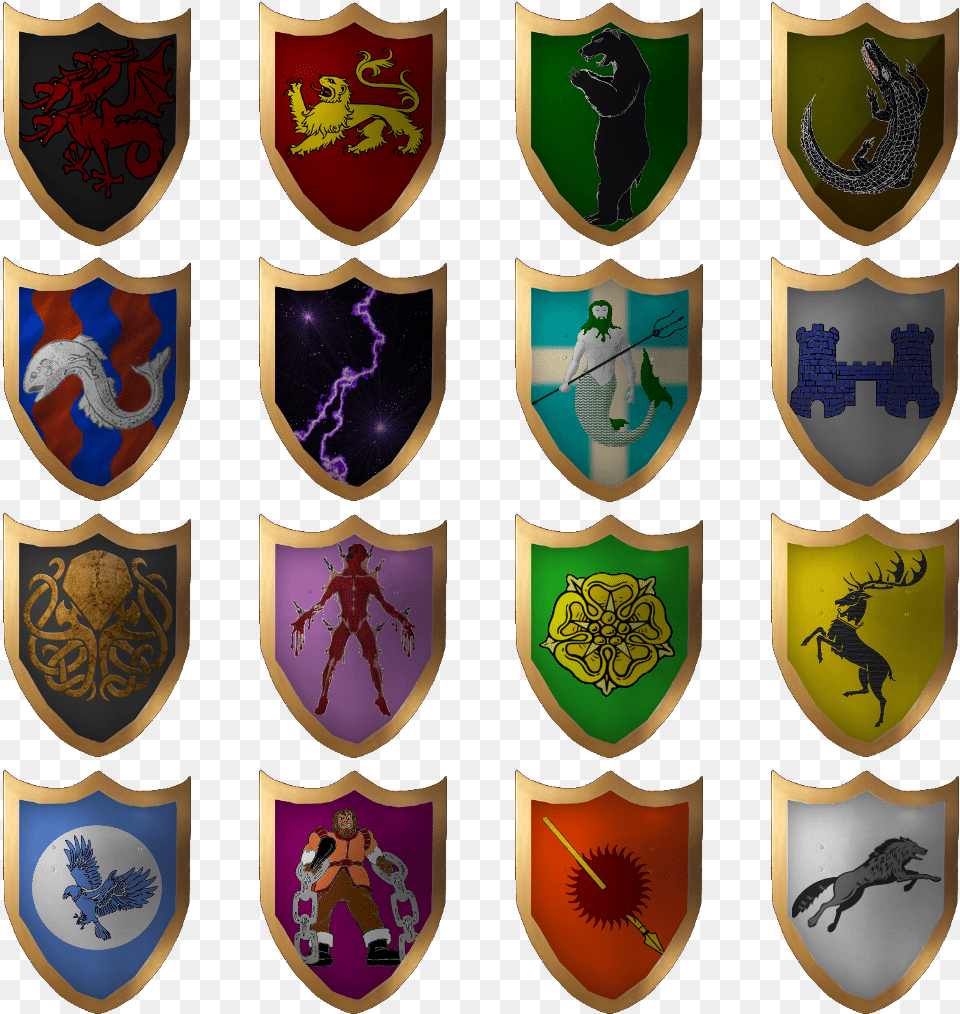 Here Are A Selection Of Gold Shields Gold Saints, Armor, Shield, Person, Baby Free Png