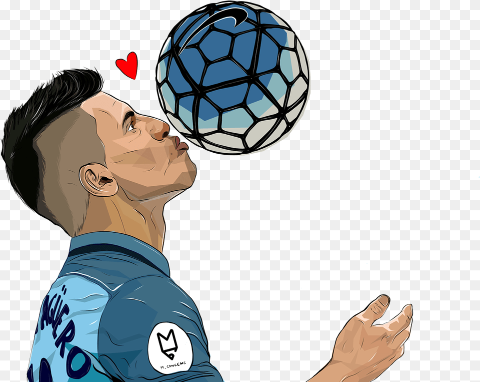 Here Are Some Fabulous Football Illustrations Featuring Aguero Caricature, Ball, Sport, Sphere, Soccer Ball Free Transparent Png