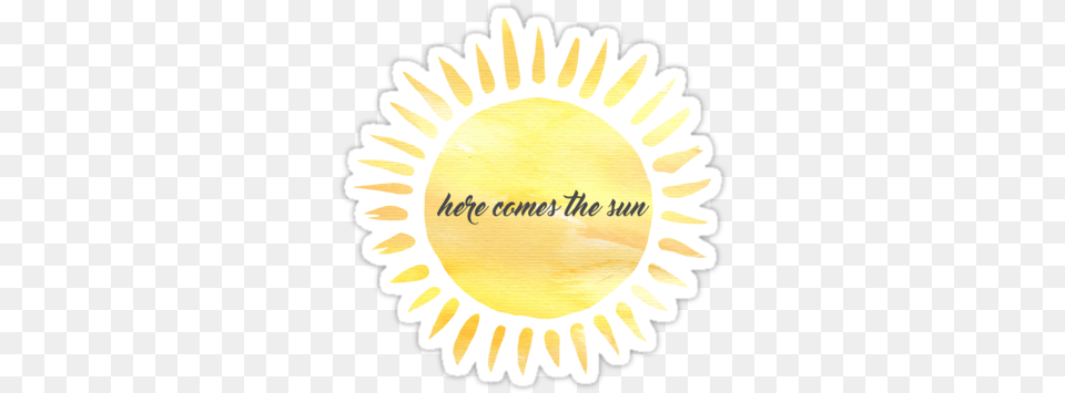 Here Comes The Sun Sticker Inspired By The Beatles Sun Stickers, Gold, Oval, Accessories, Jewelry Free Png