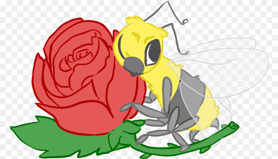 Here Is A Bee With A Rose Illustration, Plant, Flower, Animal, Invertebrate Png Image
