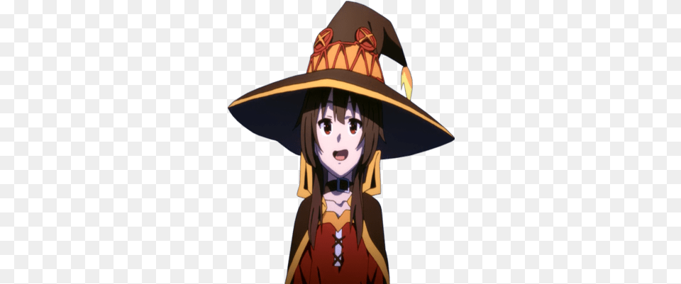 Here Is The Smug Anime You Ordered Konosuba Megumin Anime With The Witch, Hat, Clothing, Book, Comics Free Png Download