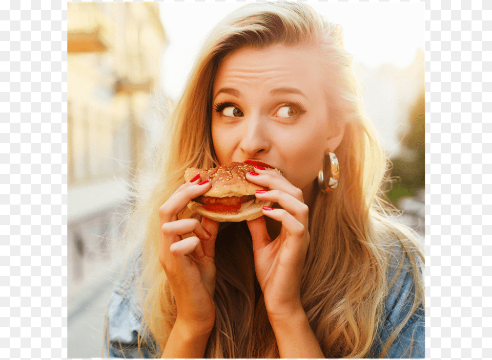 Here We Go Yet Another Article About Weight Loss Millennial Eating Junk Food, Burger, Person, Face, Head Png Image