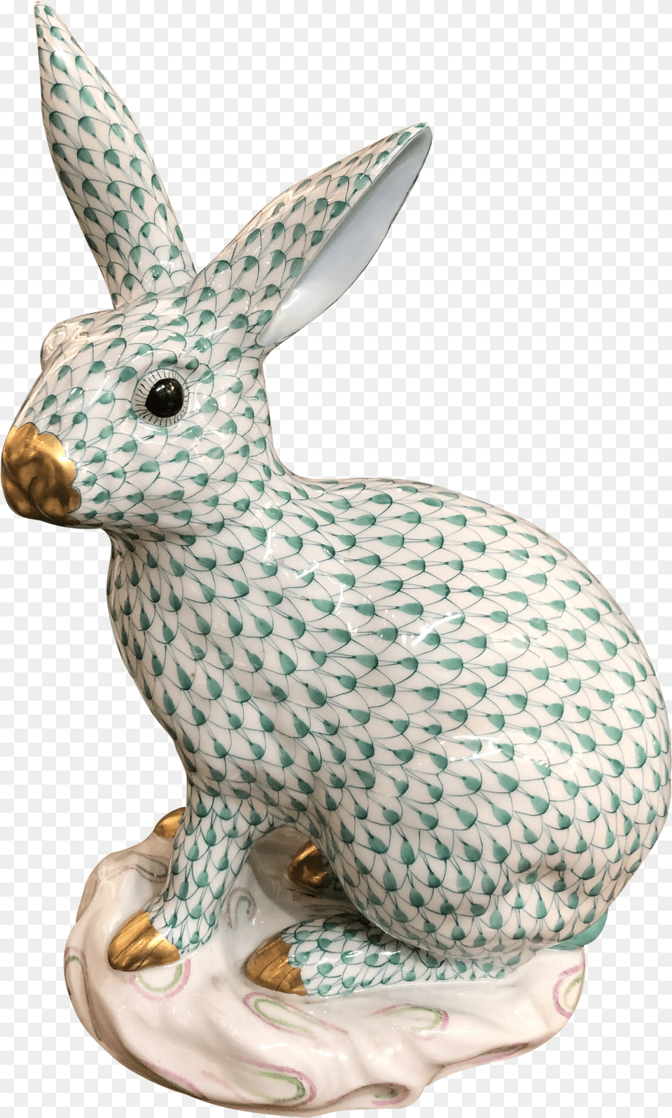 Herend Rabbit Large Green Fishnet Figurine Free Transparent Png
