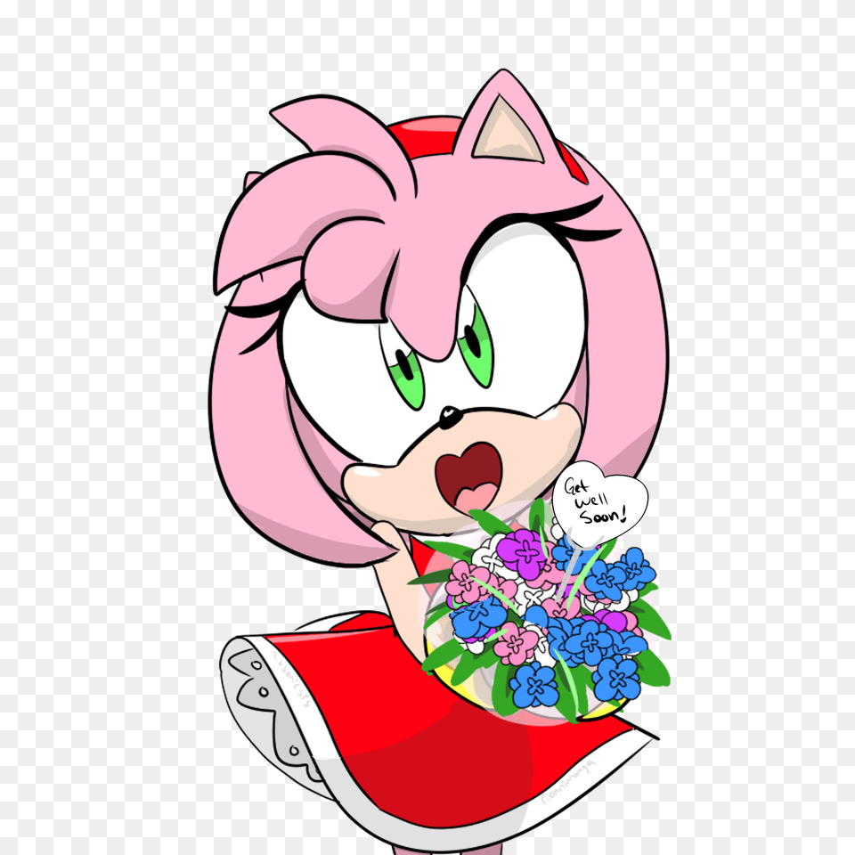 Heres An Amy With A Bouquet If You Need It Sonicthehedgehog, Cartoon, Book, Comics, Publication Png Image