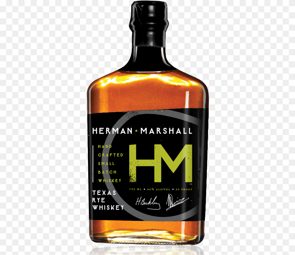 Herman Rye Whiskey Bottle Herman Marshall Texas Rye Whiskey, Alcohol, Beverage, Liquor, Whisky Png