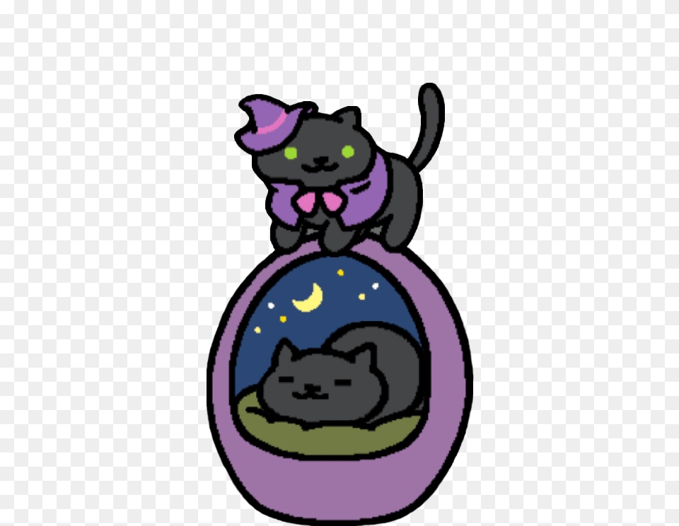 Hermeowne And Smokey With The Nightview Egg Bed Egg Bed Night View Neko Atsume, Purple, Baby, Face, Head Png Image