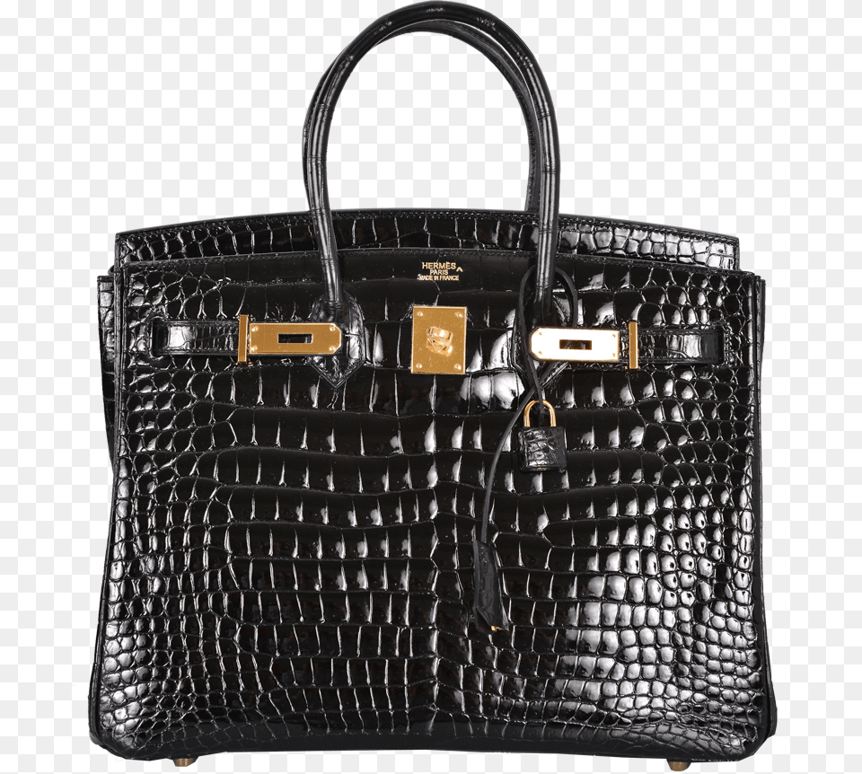 Hermes Black Porosus Crocodile 35cm Birkin Bag Gold Birkin Bag, Accessories, Handbag, Purse, Tote Bag Free Png