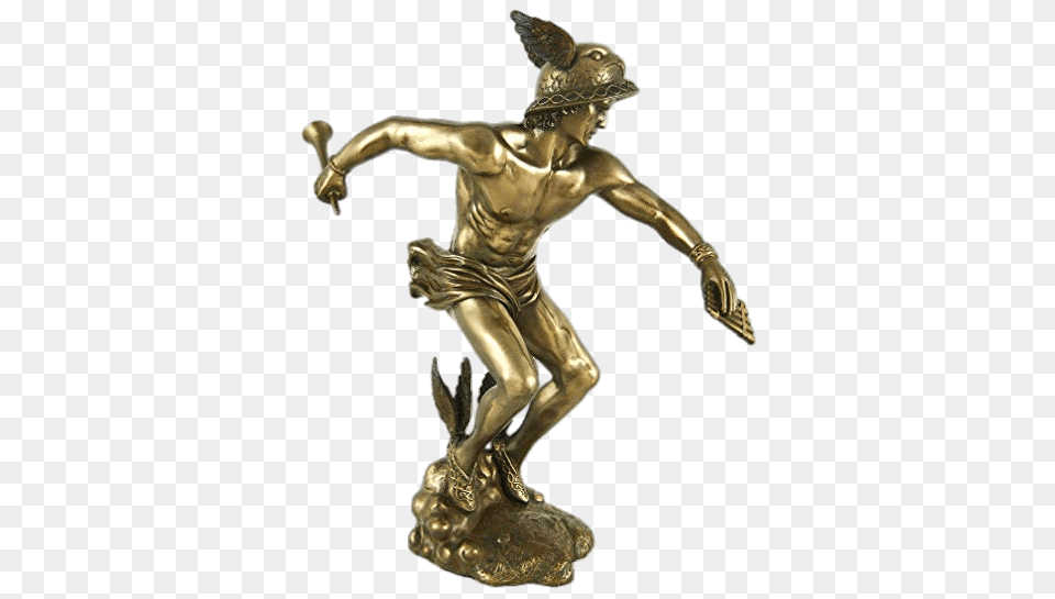 Hermes Bronze Statuette, Adult, Male, Man, Person Png
