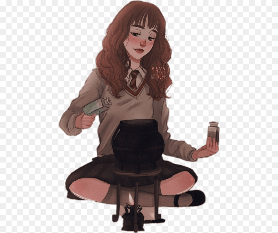 Hermionegranger Hermione Granger Potion Draw Sticker Hermione Granger Drawing Cartoon, Adult, Person, Female, Woman Free Png