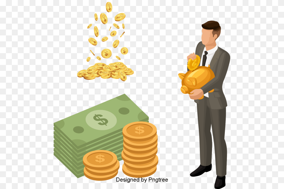 Hermosa Caricatura Lindo Flat De Dinero Finanzas Financiero, Adult, Male, Man, Person Png