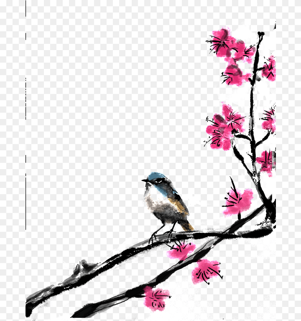 Hermosas Flores Y Aves De Pintura, Animal, Bird, Jay, Finch Free Png