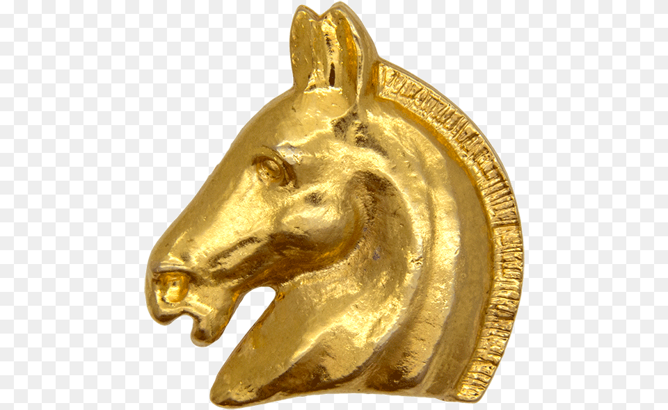 Herms Horse Safety Pin Gold Horse, Bronze Png Image