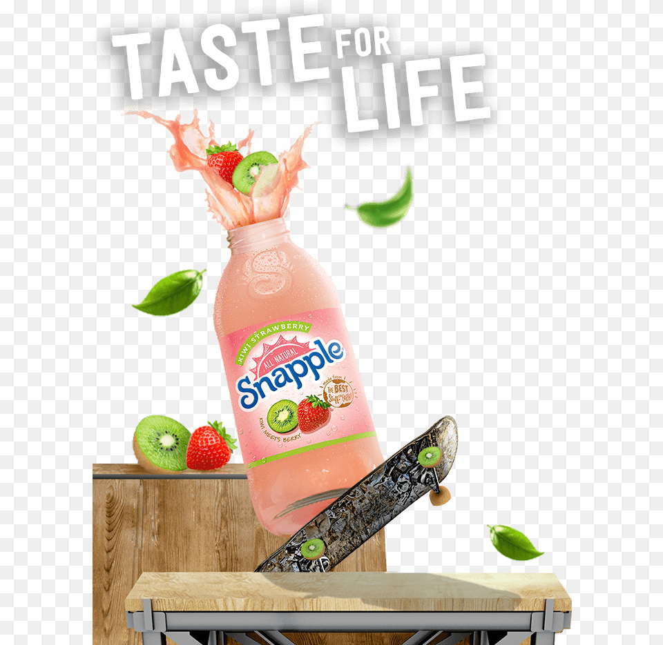 Hero Taste M Snapple Kiwi Strawberry Juice, Advertisement, Produce, Plant, Fruit Free Png